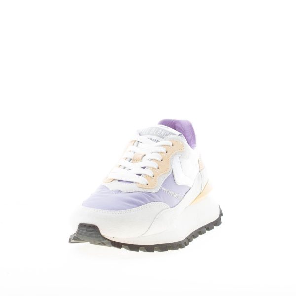 VOILE BLANCHE donna sneaker Qwark Hype in nylon e camoscio BIANCO e LILLA più grigio e senape - immagine 2