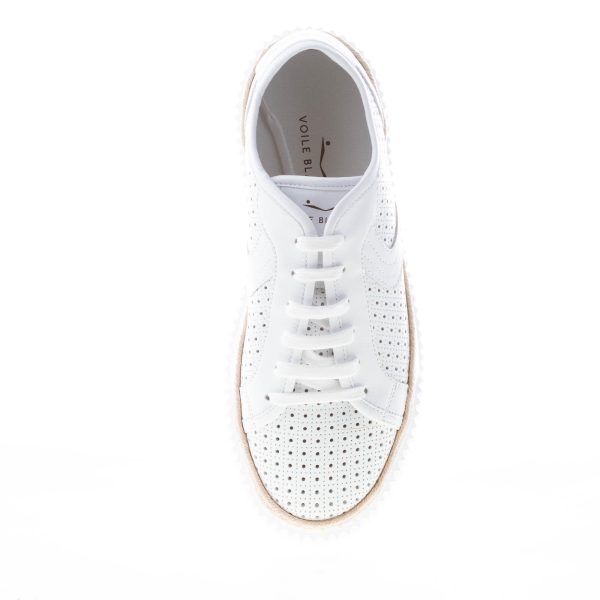VOILE BLANCHE donna sneaker Vannie in pelle perforata BIANCO con corda - immagine 7