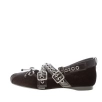 JEFFREY CAMPBELL donna ballerina Choreo in velluto NERO con cinturini e borchie