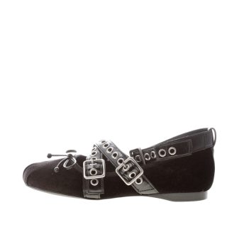 JEFFREY CAMPBELL donna ballerina Choreo in velluto NERO con cinturini e borchie