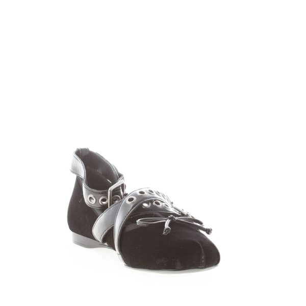 JEFFREY CAMPBELL donna ballerina Choreo in velluto NERO con cinturini e borchie - immagine 6