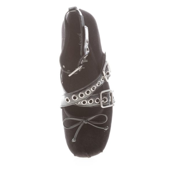JEFFREY CAMPBELL donna ballerina Choreo in velluto NERO con cinturini e borchie - immagine 7