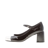 JEFFREY CAMPBELL donna decolletè Bebè Spinnet in vernice NERO argento. Tacco 6,5 cm