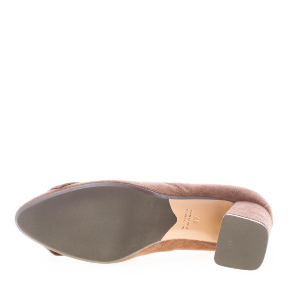 ANNA F. donna decolletè in camoscio MARRONE CAFFE' con frangia e nappine. Tacco 8 cm - immagine 8