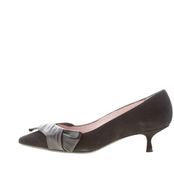 ANNA F. donna decolletè in camoscio NERO con fiocco in nappa. Tacco 4 cm