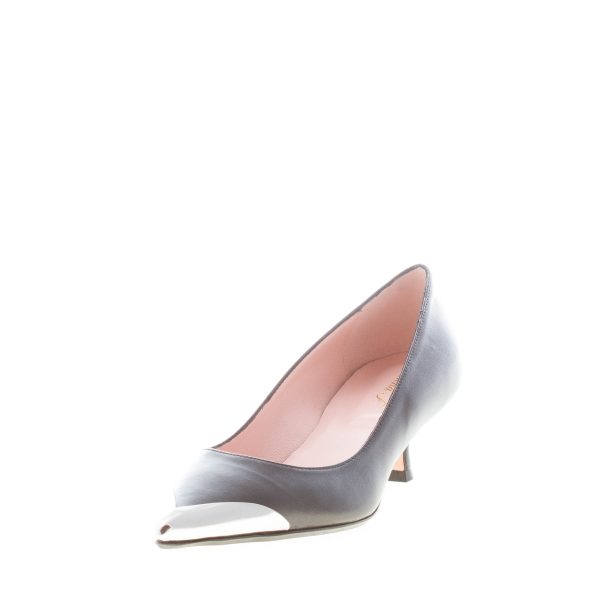 ANNA F. donna decolletè in nappa NERO e metallo argento. Tacco 4 cm - immagine 2