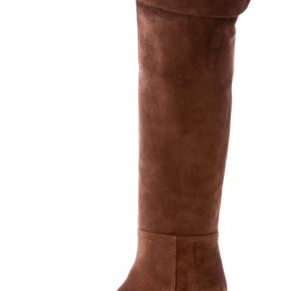 ANNA F. donna stivale sopra al ginocchio in camoscio MARRONE CAFFE'. Tacco 5 cm