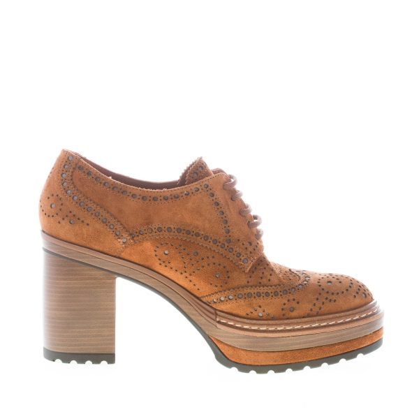 PONS QUINTANA (Mariacristina) donna francesina Olivia in camoscio MARRONE BRUCIATO. Tacco 9 cm - immagine 5