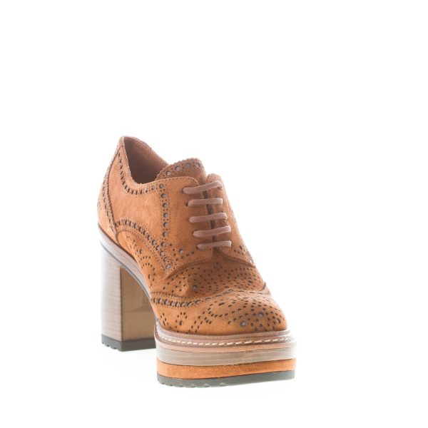 PONS QUINTANA (Mariacristina) donna francesina Olivia in camoscio MARRONE BRUCIATO. Tacco 9 cm - immagine 6