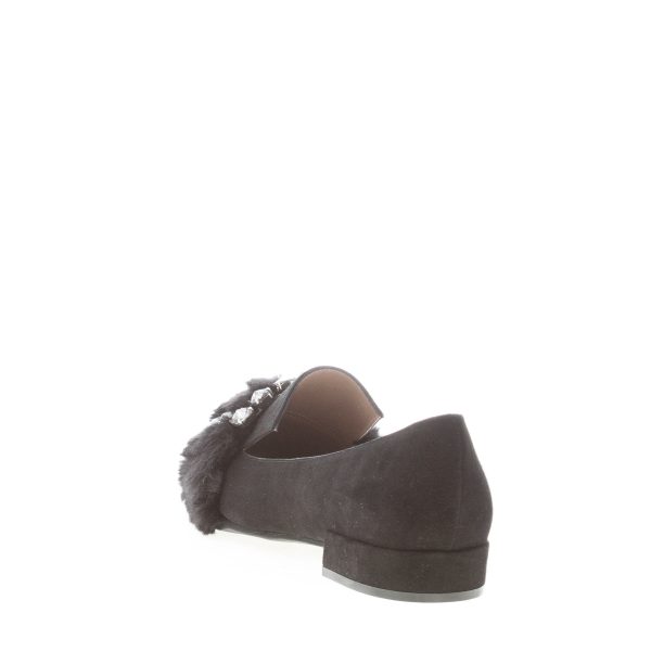 ROBERTO FESTA donna mocassino Felisa in camoscio NERO con fibbia pietre e pelliccia. Tacco 2 cm - immagine 3