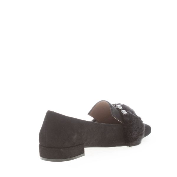 ROBERTO FESTA donna mocassino Felisa in camoscio NERO con fibbia pietre e pelliccia. Tacco 2 cm - immagine 4