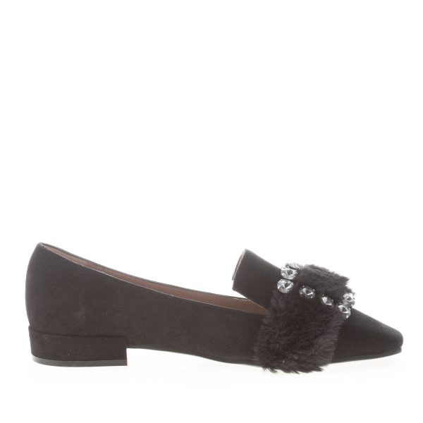 ROBERTO FESTA donna mocassino Felisa in camoscio NERO con fibbia pietre e pelliccia. Tacco 2 cm - immagine 5