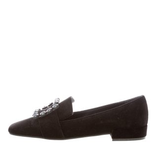 ROBERTO FESTA donna mocassino Felisa in velluto NERO con fibbia pietre. Tacco 2 cm