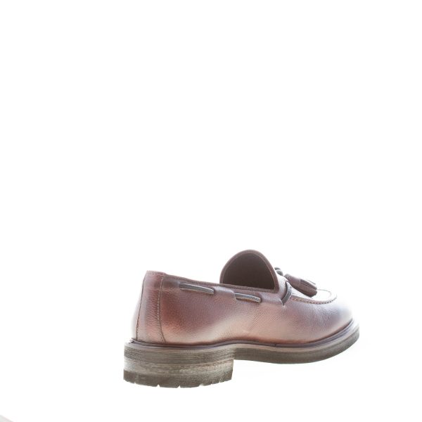 JEROLD WILTON uomo mocassino in pelle martellata TESTA DI MORO con nappine. Suola gomma - immagine 4