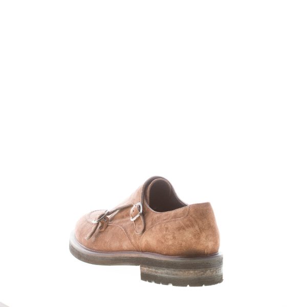 JEROLD WILTON uomo scarpa con doppia fibbia in camoscio MARRONE CHIARO. Suola gomma - immagine 3