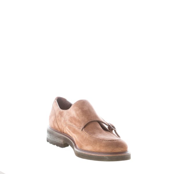 JEROLD WILTON uomo scarpa con doppia fibbia in camoscio MARRONE CHIARO. Suola gomma - immagine 5