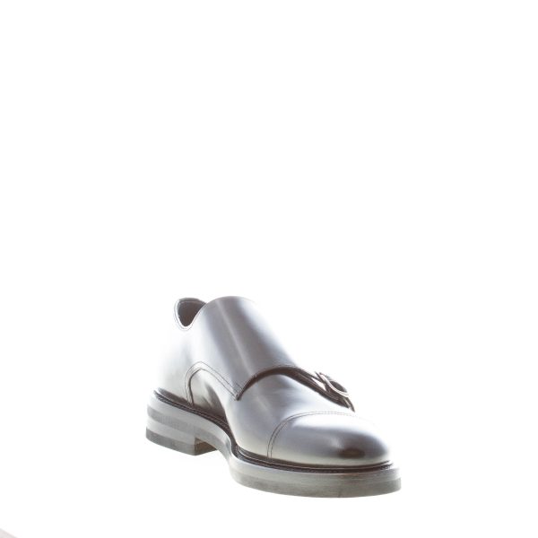 JEROLD WILTON uomo scarpa con doppia fibbia in pelle spazzolata NERO. Suola gomma - immagine 5