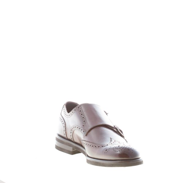 JEROLD WILTON uomo scarpa con doppia fibbia in pelle vintage MARRONE. Suola gomma - immagine 5