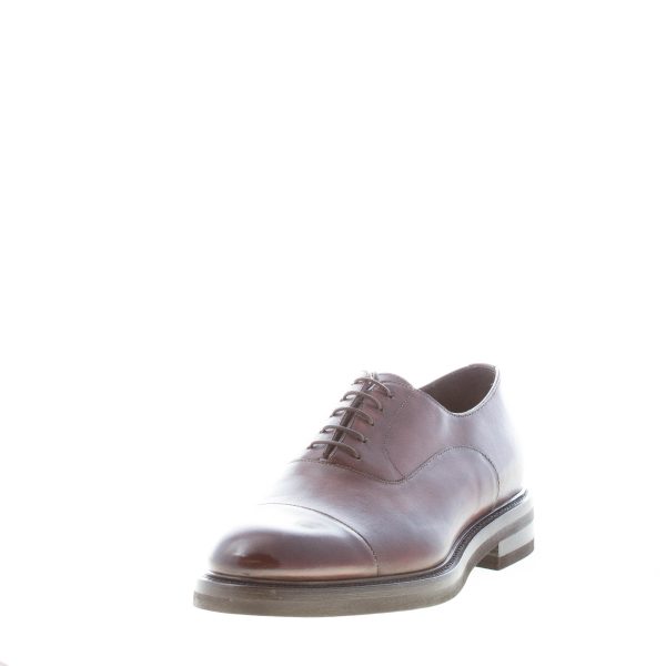 JEROLD WILTON uomo scarpa francesina in pelle vintage TESTA DI MORO con cucitura. Suola gomma - immagine 2