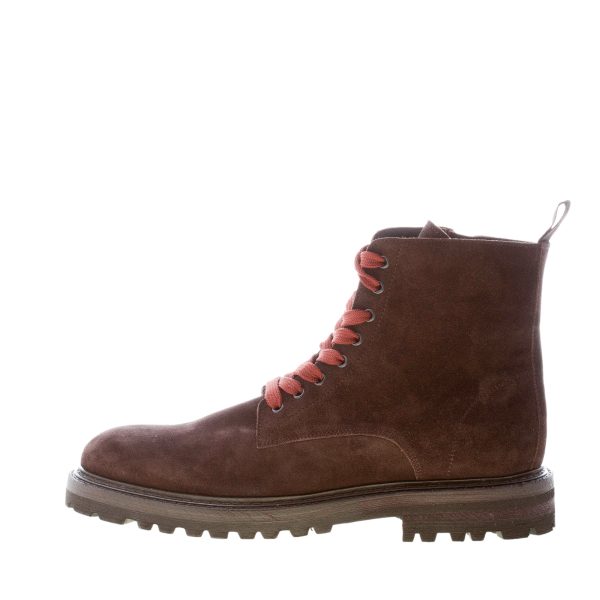 JEROLD WILTON uomo scarponcino allacciato liscio in camoscio TESTA DI MORO con zip