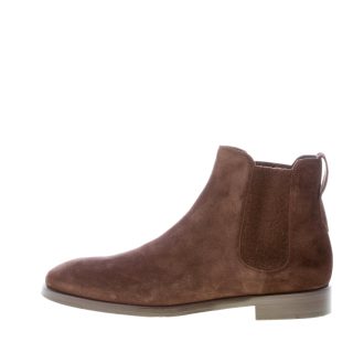 JEROLD WILTON uomo stivaletto Chelsea elasticizzato in camoscio MARRONE MOKA. Suola cuoio