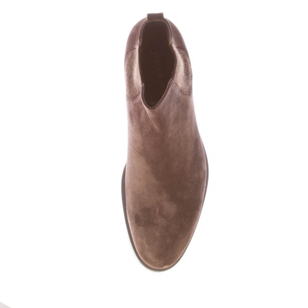 JEROLD WILTON uomo stivaletto Chelsea elasticizzato in camoscio MARRONE MOKA. Suola cuoio - immagine 6