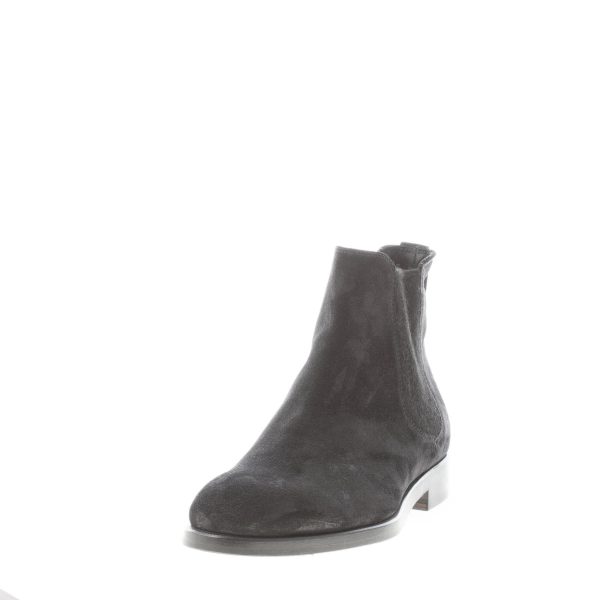 JEROLD WILTON uomo stivaletto Chelsea elasticizzato in camoscio NERO. Suola cuoio - immagine 2