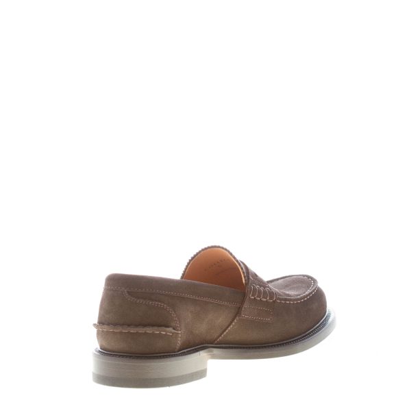 MILLE885 uomo mocassino College in  camoscio MARRONE con mascherina penny. Suola in cuoio - immagine 4