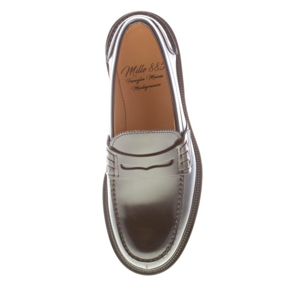 MILLE885 uomo mocassino College in pelle NERO con mascherina penny. Suola in cuoio - immagine 6