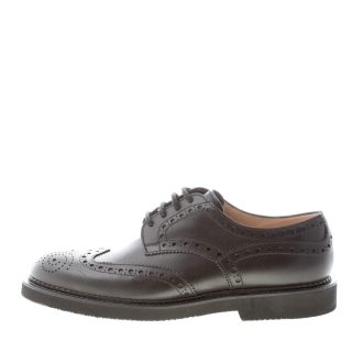 MILLE885 uomo scarpa francesina Leicester in pelle NERO wingtip brogues. Suola gomma