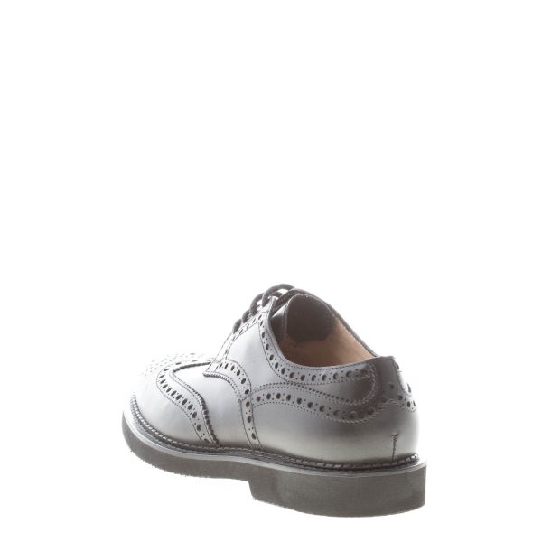 MILLE885 uomo scarpa francesina Leicester in pelle NERO wingtip brogues. Suola gomma - immagine 3