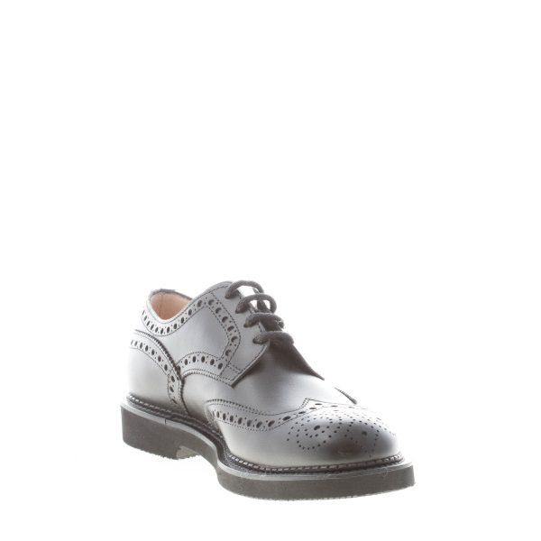 MILLE885 uomo scarpa francesina Leicester in pelle NERO wingtip brogues. Suola gomma - immagine 6