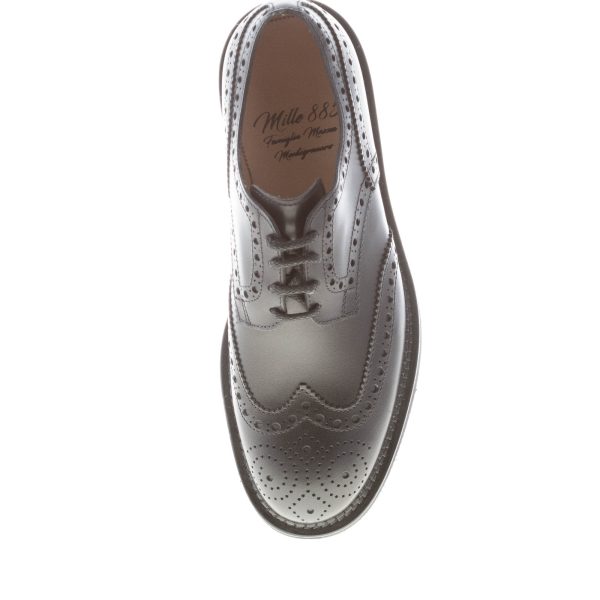 MILLE885 uomo scarpa francesina Leicester in pelle NERO wingtip brogues. Suola gomma - immagine 7