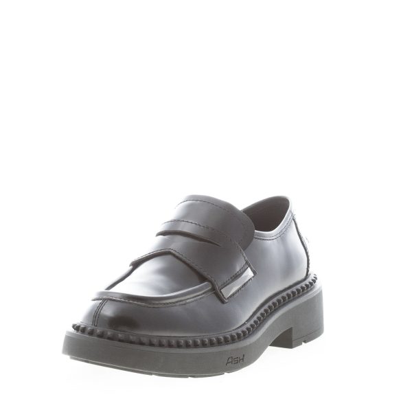 ASH donna mocassino Medusa in vitello spazzolato NERO con borchie. Suola gomma - immagine 2