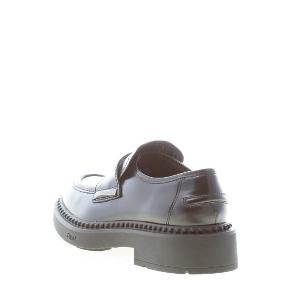 ASH donna mocassino Medusa in vitello spazzolato NERO con borchie. Suola gomma - immagine 3