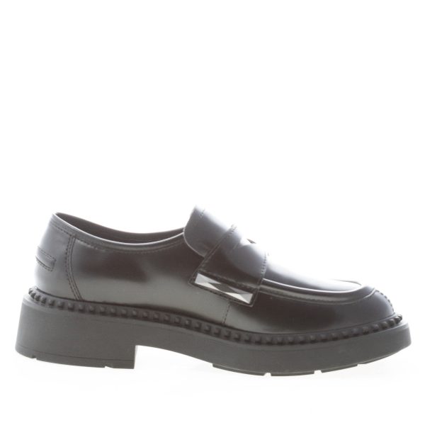 ASH donna mocassino Medusa in vitello spazzolato NERO con borchie. Suola gomma - immagine 5