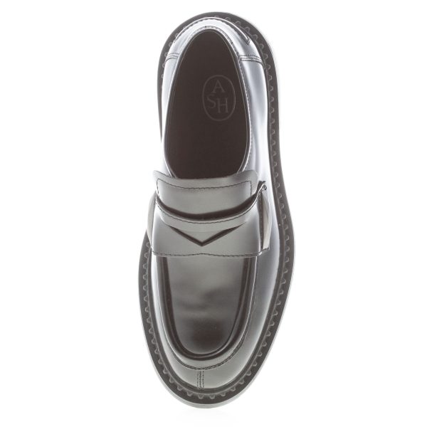 ASH donna mocassino Medusa in vitello spazzolato NERO con borchie. Suola gomma - immagine 7