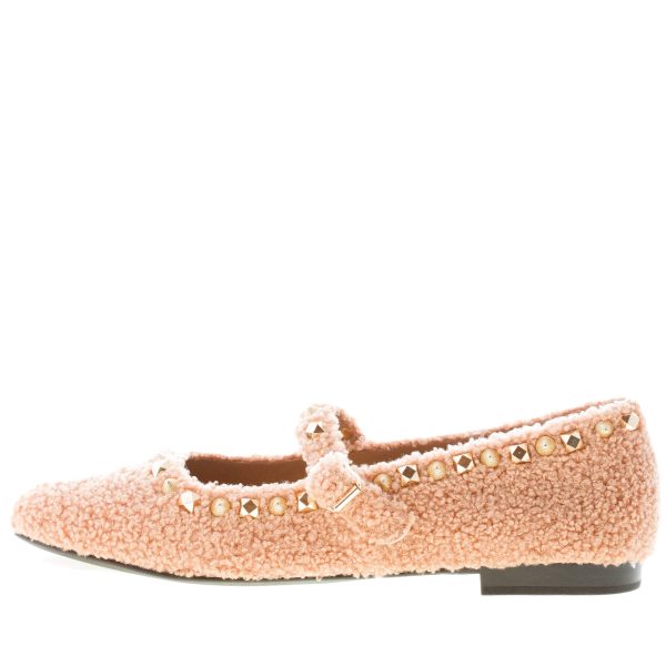 ASH donna scarpa Mary Jane Beatnik in eco-pelliccia BEIGE CAMEL con borchie oro