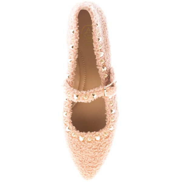 ASH donna scarpa Mary Jane Beatnik in eco-pelliccia BEIGE CAMEL con borchie oro - immagine 7