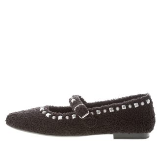 ASH donna scarpa Mary Jane Beatnik in eco-pelliccia NERO con borchie argento