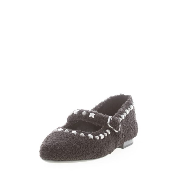ASH donna scarpa Mary Jane Beatnik in eco-pelliccia NERO con borchie argento - immagine 2
