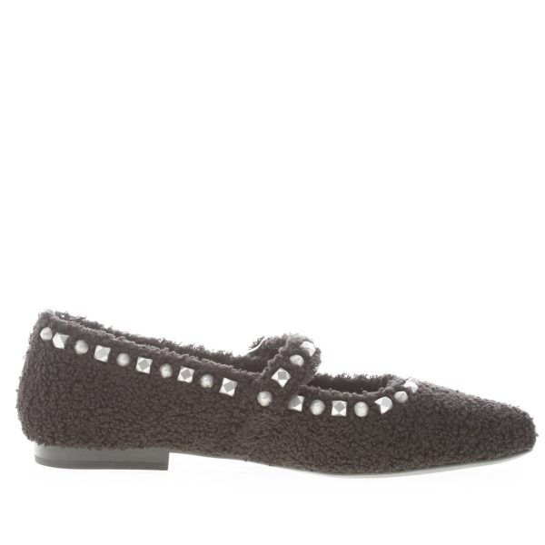 ASH donna scarpa Mary Jane Beatnik in eco-pelliccia NERO con borchie argento - immagine 4