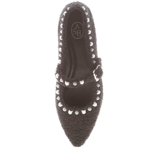 ASH donna scarpa Mary Jane Beatnik in eco-pelliccia NERO con borchie argento - immagine 6