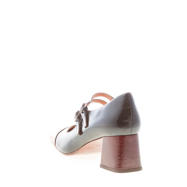 CHIE MIHARA donna scarpa bebè Volcano in pelle laminata NERO più bronzo. Tacco 5,5 cm - immagine 3