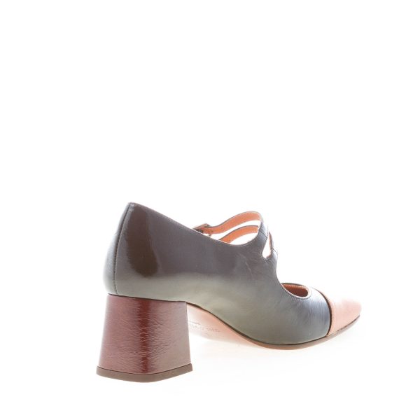 CHIE MIHARA donna scarpa bebè Volcano in pelle laminata NERO più bronzo. Tacco 5,5 cm - immagine 4