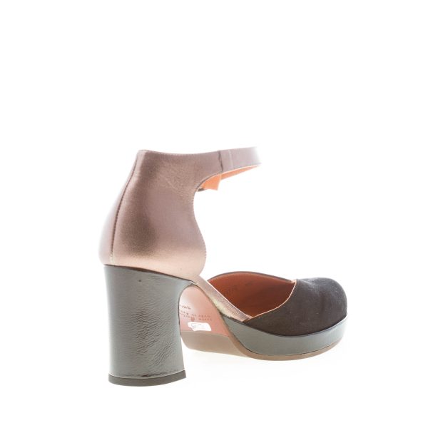 CHIE MIHARA donna scarpa D'Orsay Damaho in camoscio NERO e pelle PIOMBO. Tacco 8 cm - immagine 4