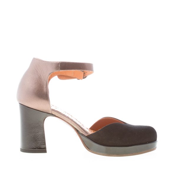 CHIE MIHARA donna scarpa D'Orsay Damaho in camoscio NERO e pelle PIOMBO. Tacco 8 cm - immagine 5