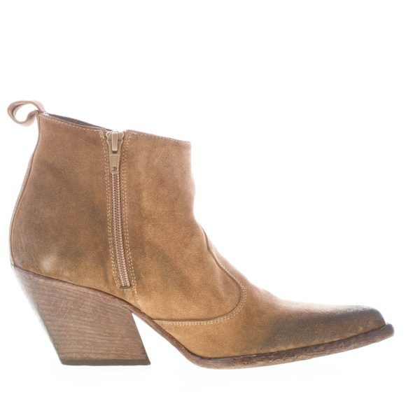 ELENA IACHI donna tronchetto texano in camoscio vintage FANGO con hardware argento. Tacco 7 cm - immagine 5