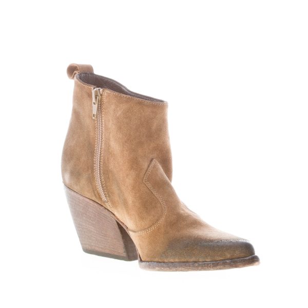 ELENA IACHI donna tronchetto texano in camoscio vintage FANGO con hardware argento. Tacco 7 cm - immagine 6