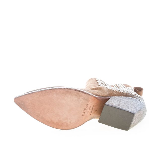 ELENA IACHI donna tronchetto texano in camoscio vintage FANGO con hardware argento. Tacco 7 cm - immagine 8